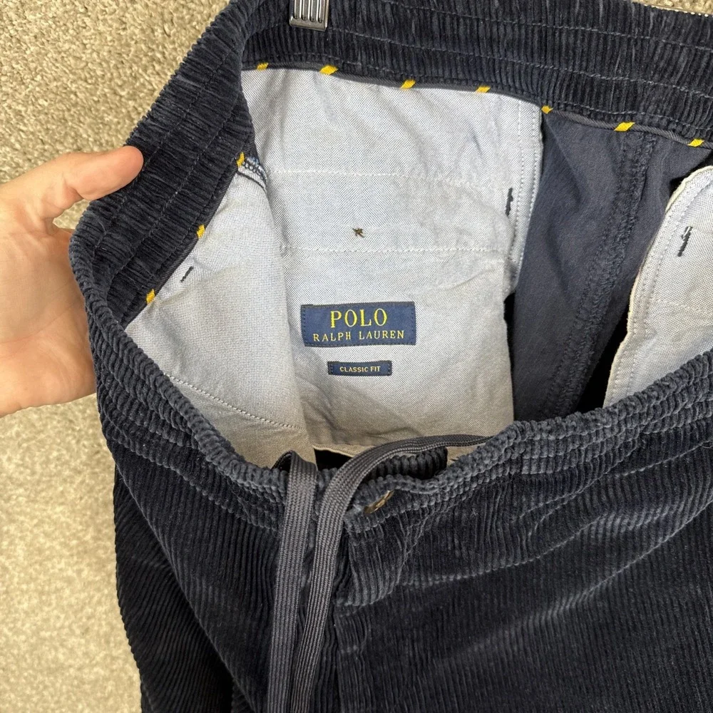 Polo‎ Ralph Lauren Men's Large Dark Blue Corduroy Pants Classic Fit Drawstring